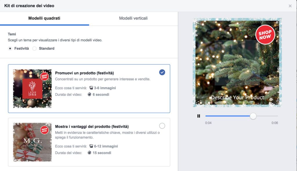 kit video fb ads natale