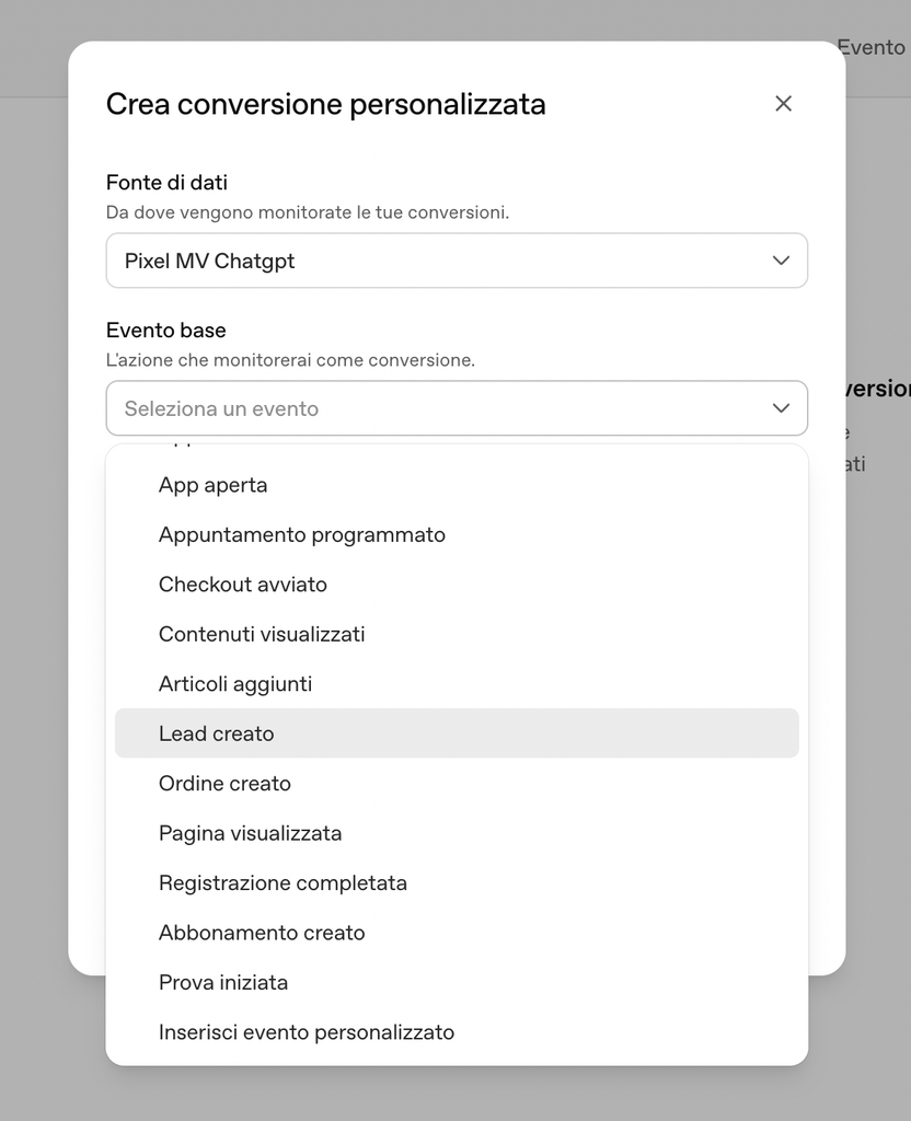 eventi pixel chatgpt