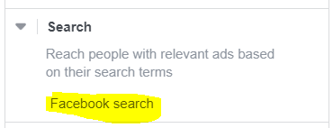 facebook search placement