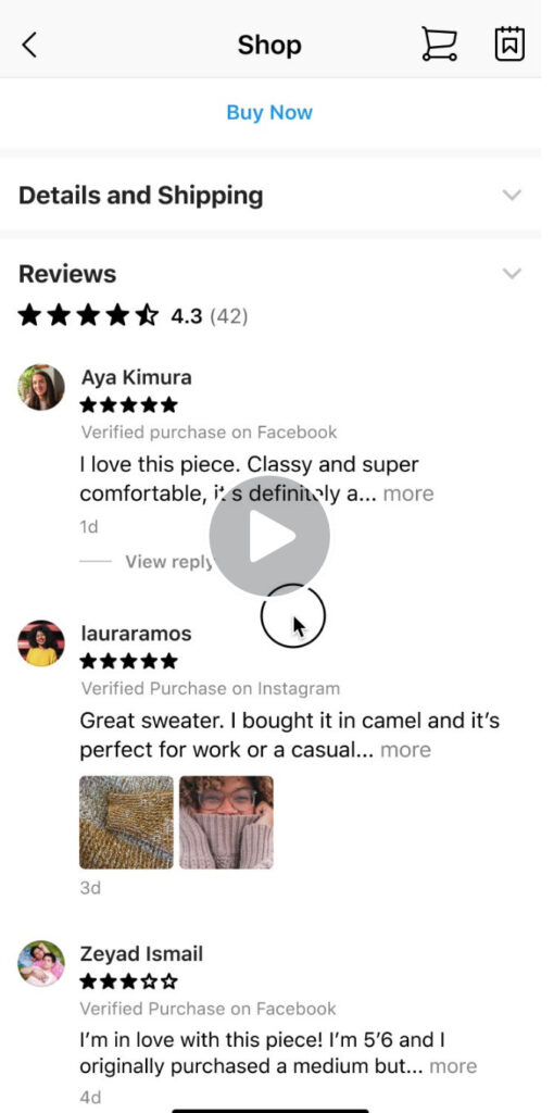 recensioni instagram shop